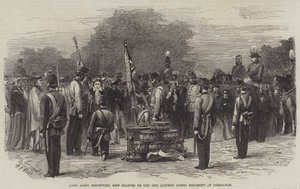 Lady Airey Presenting New Colours to the 86th (County Down) Regiment at Gibraltar by Frederick John Skill